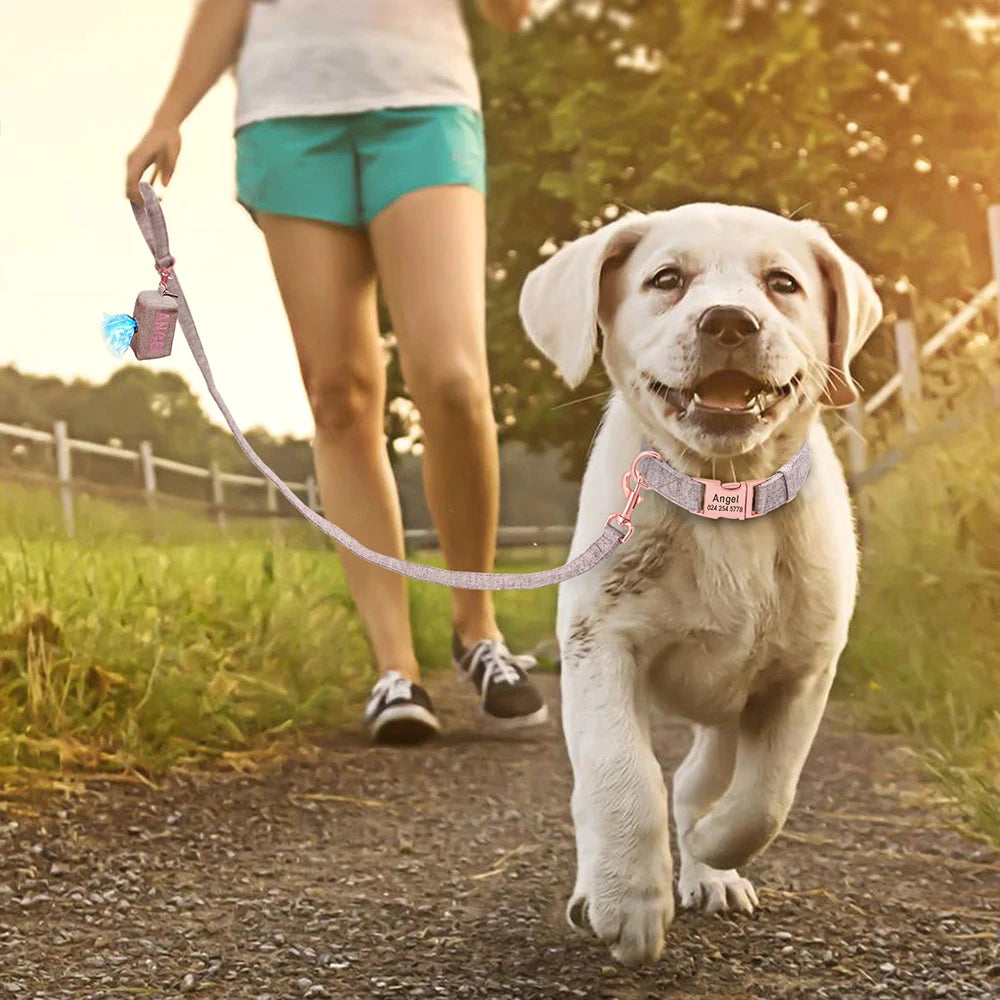 Personalized Dog Collar Leash & Custom Pet Poop Bag