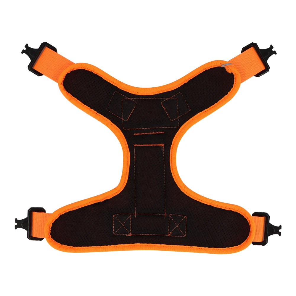 NEW Reflective Blaze Orange Team K9 No-Pull Tactical Dog Harness with 4 Metal Buckles, Reinforced Front V-Ring, & Reflective Strips