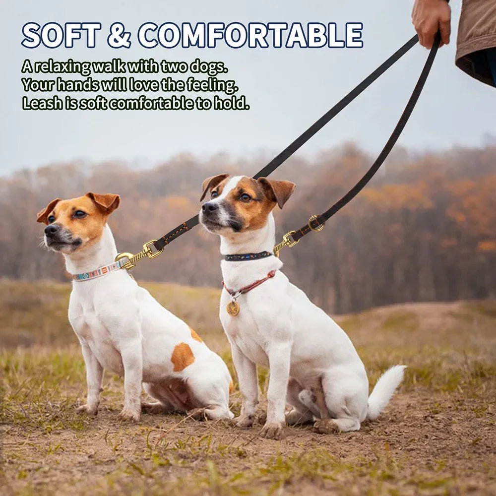 Multi-functional Leather Dog Leash Strong and Soft Real (Hands Free)
