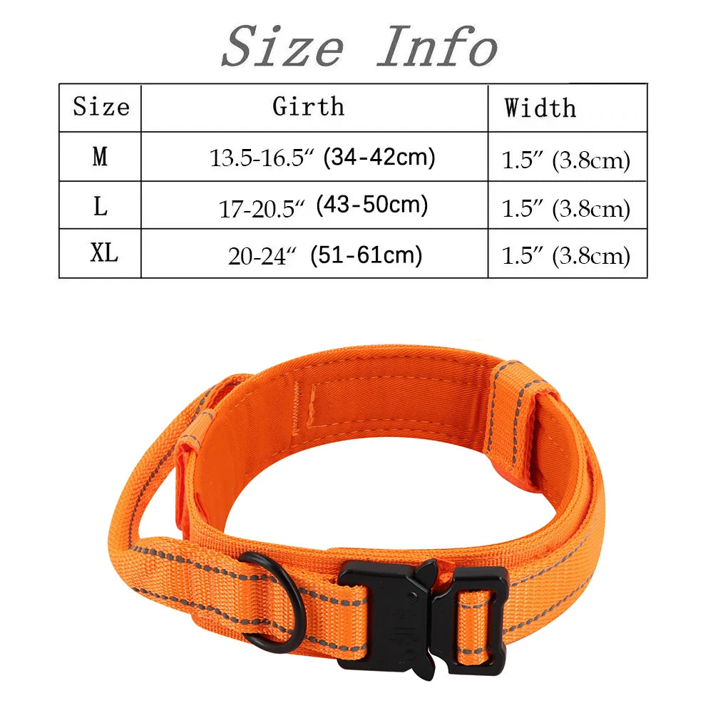 NEW Reflective Blaze Orange Team K9 No-Pull Tactical Dog Harness with 4 Metal Buckles, Reinforced Front V-Ring, & Reflective Strips