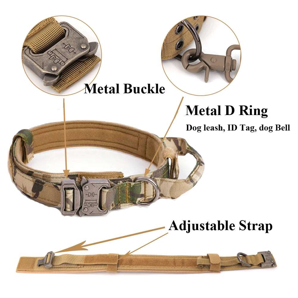 TACTICAL NO-PULL DOG HARNESS WITH 4 METAL BUCKLES & REINFORCED FRONT D-RING