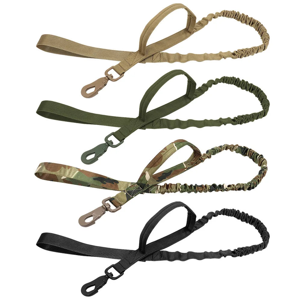 Heavy-Duty Double-Handle Tactical Bungee K9 Dog Leash (For All Breeds & Sizes)