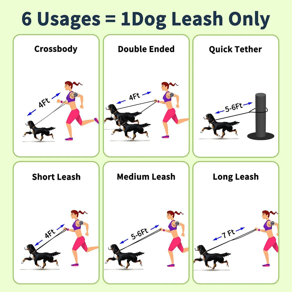 Multi-functional Leather Dog Leash Strong and Soft Real (Hands Free)