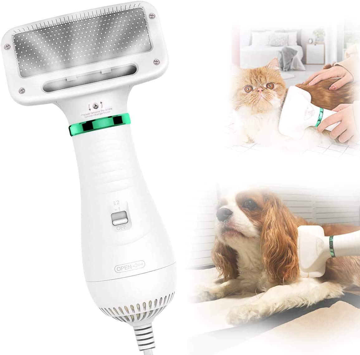 Pet hair dryer with hair comb brush